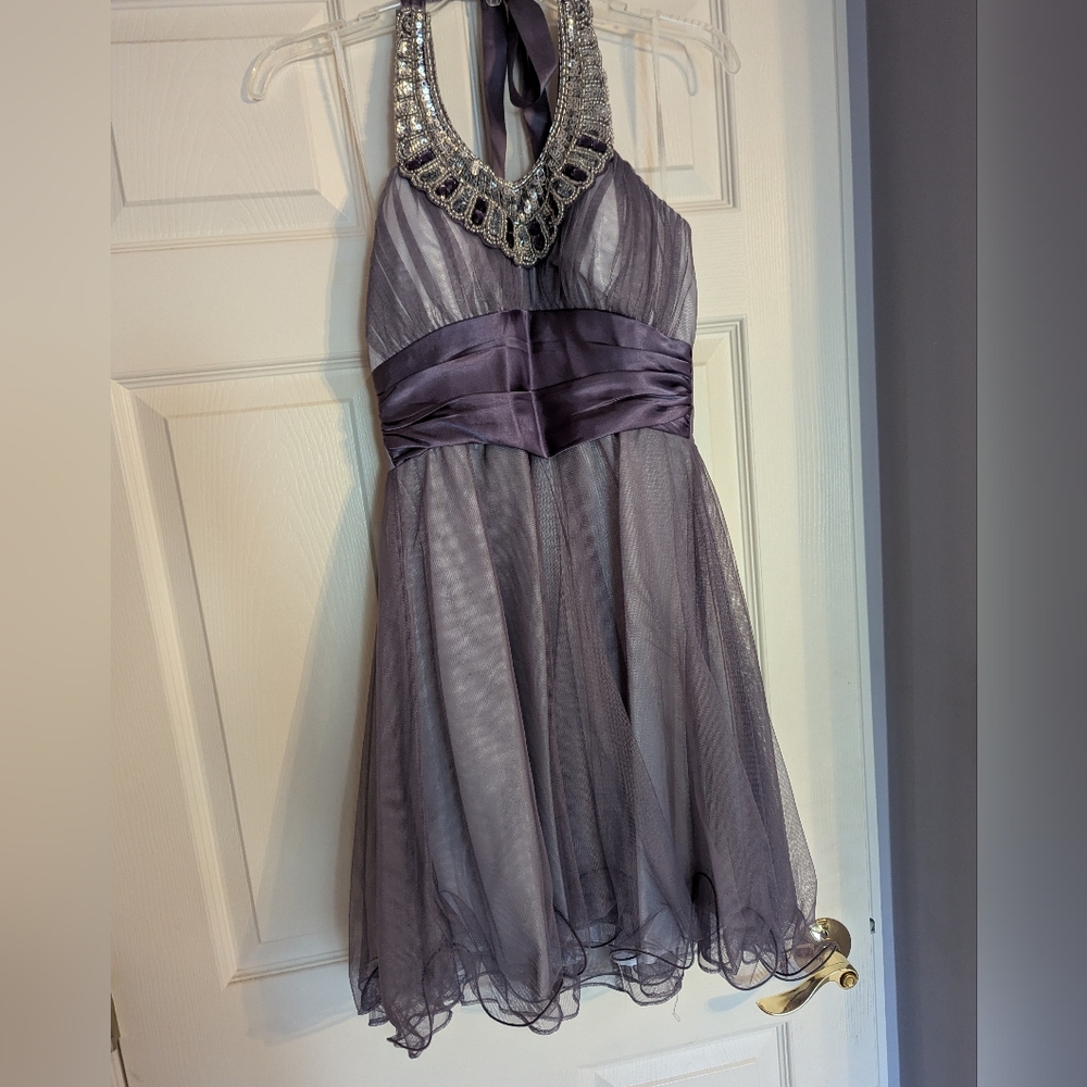 Prom Purple Halter Formal Short Dress